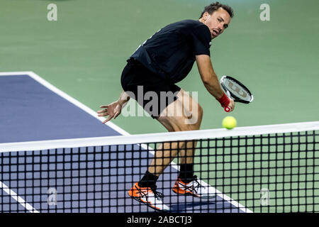 Joueur de tennis professionnel Croate Mate Pavic et joueur de tennis professionnel brésilien Bruno Soares concourir contre joueur de tennis français Banque D'Images