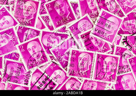 SEATTLE WASHINGTON -Novembre 22, 2019 : contexte de timbres rose d'Espagne, publié en 1955. Banque D'Images