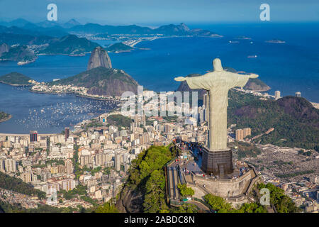 Panorama de l'antenne de Botafogo Bay et mont du Pain de Sucre, Rio de Janeiro, Brésil Banque D'Images
