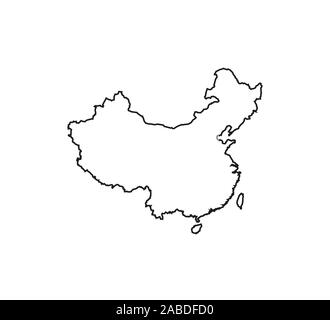 Chine carte sur fond blanc. Vector illustration. Contour. Illustration de Vecteur