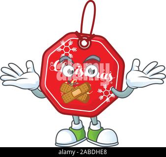 Vente de Noël tag mascot cartoon character style faisant geste silencieux Illustration de Vecteur