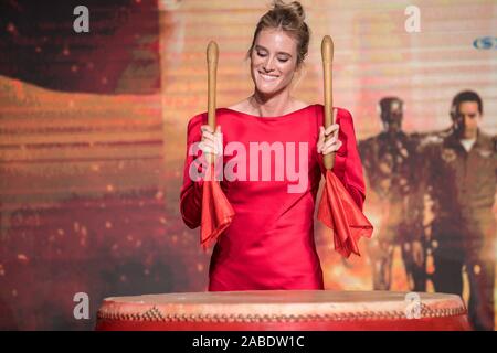 L'actrice canadienne Davis Mackenzie assiste à la conférence de presse pour "Terminator : sombre destin' à Beijing, Chine, 23 octobre 2019. Banque D'Images