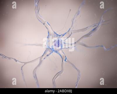 Rendu 3d illustration d'une cellule nerveuse Banque D'Images