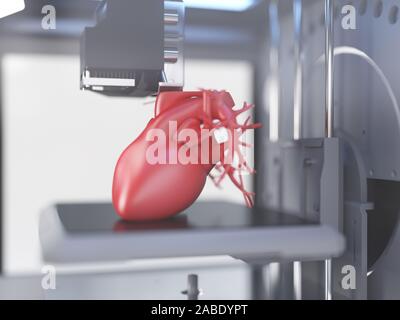 Médicalement en rendu 3d illustration d'un précis de l'imprimante 3d impression d'un coeur Banque D'Images