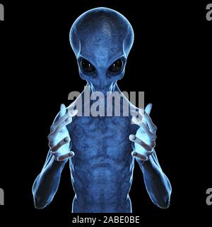 Rendu 3D précis médicalement illustration d'un alien gris Banque D'Images