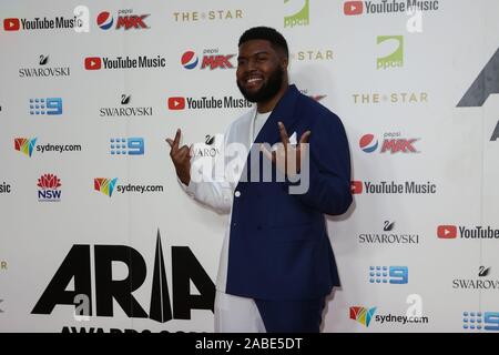 27 novembre 2019 : KHALID arrive pour la 33e édition du Prix ARIA 2019 à l'étoile le 27 novembre 2019 à Sydney, NSW Australie (crédit Image : © Christopher Khoury/l'agence de presse australienne via Zuma sur le fil) Banque D'Images