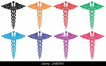 Docteur en médecine ET LOGOS ET SYMBOLES EN VERT ET ROUGE Banque D'Images