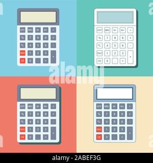 Dans l'icône Calculatrice Shcool style plat isolé sur un fond de couleur. Illustration de Vecteur