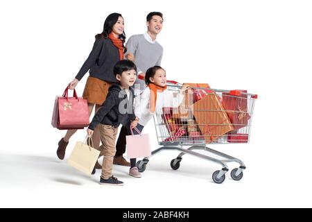 Happy Family shopping Banque D'Images