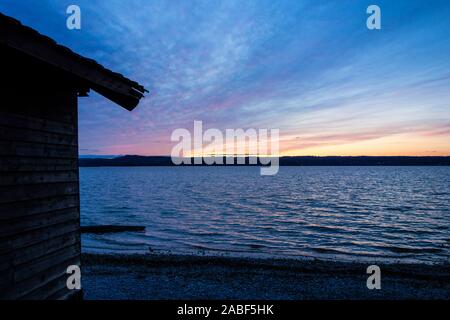 Le lac Ammersee, Haute-Bavière, Allemagne Banque D'Images