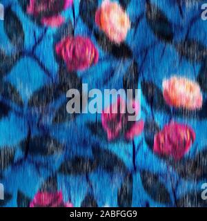 Motif floral floue floue en rose et bleu Illustration de Vecteur