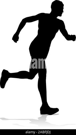 Runner Racing Track and Field Silhouette Illustration de Vecteur