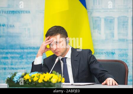 2019 11 27. Vilnius, Lituanie. Le président Gitanas Nausėda a rencontré le président Vladimir Zelensky de l'Ukraine. Banque D'Images