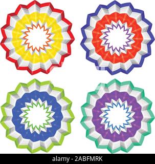 Ornements en forme de fleurs colorées, des fleurs en papier. Illustration de Vecteur