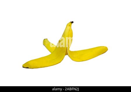 Pelure de banane sur fond blanc Banque D'Images