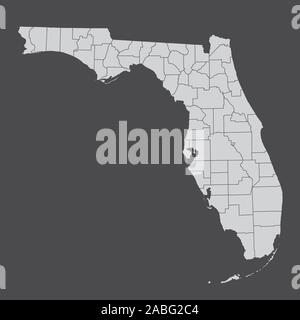 Carte des comtés de Floride Illustration de Vecteur