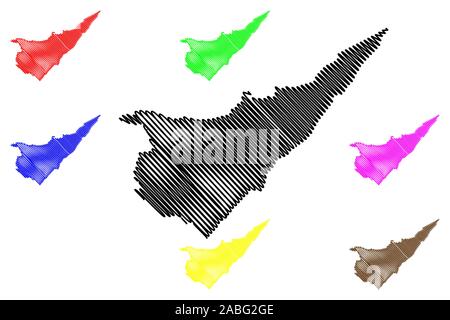 Région Carélie du Sud (République de Finlande) map vector illustration gribouillage, croquis Carélie du Sud la carte Illustration de Vecteur