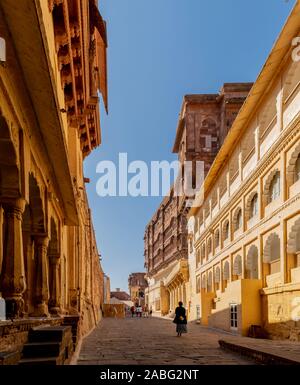 Fort Mehrangarh, Jodhpur, Rajasthan, Inde; 24-fév-2019; rues à l'intérieur du fort Mehrangarh Banque D'Images