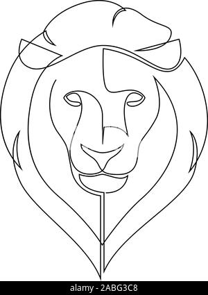 Une ligne design silhouette de lion. Style minimaliste dessiné à la main. Abstract vector illustration lion Illustration de Vecteur