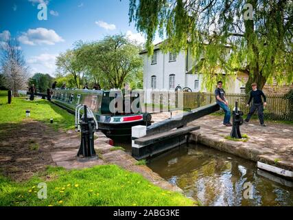 Orient Marton serrure sur le canal de Llangollen près du Pays de Galles Banque D'Images