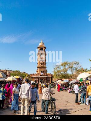 Jodhpur, Rajasthan, Inde ; 24-Feb-2019 ; tour de l'horloge Banque D'Images