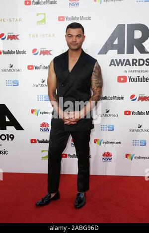 27 novembre 2019 : GUY SEBASTIAN arrive pour la 33e édition du Prix ARIA 2019 à l'étoile le 27 novembre 2019 à Sydney, NSW Australie (crédit Image : © Christopher Khoury/l'agence de presse australienne via Zuma sur le fil) Banque D'Images