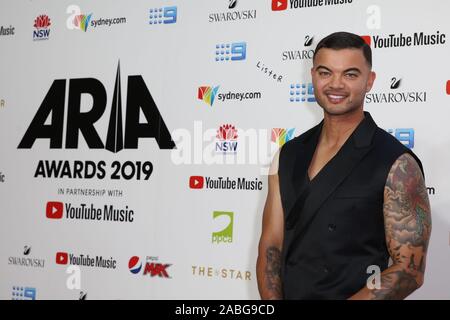 27 novembre 2019 : GUY SEBASTIAN arrive pour la 33e édition du Prix ARIA 2019 à l'étoile le 27 novembre 2019 à Sydney, NSW Australie (crédit Image : © Christopher Khoury/l'agence de presse australienne via Zuma sur le fil) Banque D'Images
