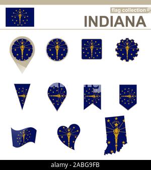 Drapeau de l'Indiana, USA, État Collection versions 12 Illustration de Vecteur