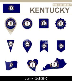 Drapeau du Kentucky, USA, État Collection versions 12 Illustration de Vecteur