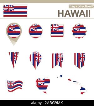 Hawaii Flag Collection, USA, l'état des versions 12 Illustration de Vecteur