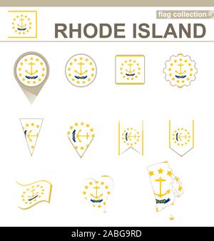 Le Rhode Island, USA Collection Drapeau État, 12 versions précédentes Illustration de Vecteur