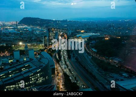 Barcelone, Catalogne. Espagne -18 octobre 2018- vue de Barcelone au crépuscule Banque D'Images