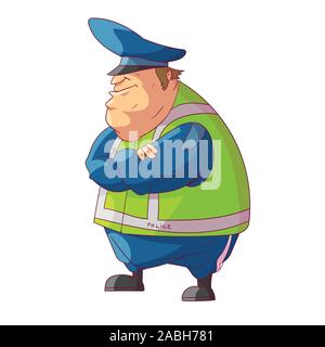 Colorful vector illustration d'un agent de police de circulation cartoon fat Illustration de Vecteur