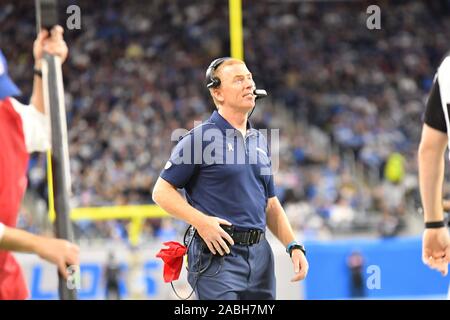 DETROIT, MI - Novembre 17 : entraîneur-chef Dallas Cowboys NFL Jason Garrett au cours de match entre les Dallas Cowboys et les Lions de Détroit le 17 novembre 2019 au Ford Field de Detroit, MI (Photo by Dranberg/Cal Sport Media) Banque D'Images