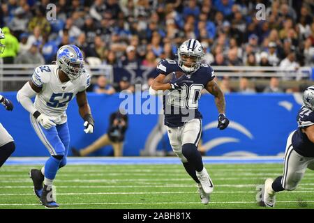 DETROIT, MI - Novembre 17 : Tony Pollard RB Dallas Cowboys (20) en action au cours de NFL match entre les Cowboys de Dallas et Detroit Lions le 17 novembre 2019 au Ford Field de Detroit, MI (Photo by Dranberg/Cal Sport Media) Banque D'Images