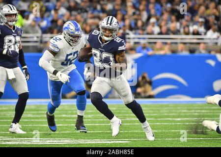 DETROIT, MI - Novembre 17 : Tony Pollard RB Dallas Cowboys (20) en action au cours de NFL match entre les Cowboys de Dallas et Detroit Lions le 17 novembre 2019 au Ford Field de Detroit, MI (Photo by Dranberg/Cal Sport Media) Banque D'Images