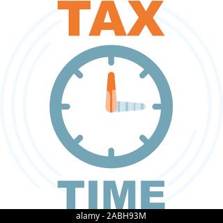 Le temps de payer l'impôt - icône de rappel avec la comptabilité, les taxes d'horloge logo paiement Illustration de Vecteur