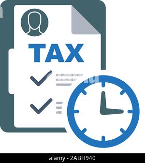 Le temps de payer l'impôt - icône de rappel à l'aide de la comptabilité et de l'horloge, les taxes logo paiement Illustration de Vecteur