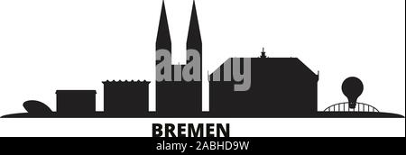 Allemagne, Bremen city skyline vector illustration isolé. Allemagne, Bremen travel cityscape de repères Illustration de Vecteur