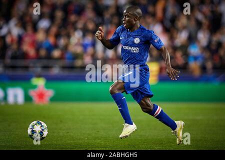 Mestalla, Valence, Espagne. 27 Nov, 2019. Ligue des Champions de Footballl, Valence contre Chelsea ; NGolo Kante de Chelsea - usage éditorial : Action Crédit Plus Sport/Alamy Live News Banque D'Images