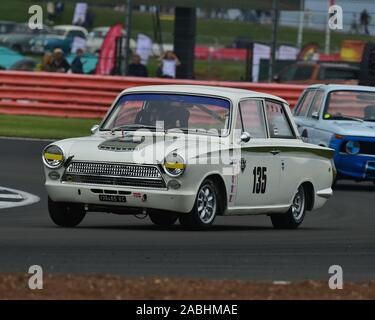 Peter Reynolds, Daniel Quintero, Ford Cortina Lotus, Trophée transatlantique pour le pré '66 voitures de tourisme, le Silverstone Classic, juillet 2019, Silverstone, Nord Banque D'Images