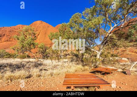 Vallée des vents à pied dans les Olgas. Kata Tjuta, Territoire du Nord, Australie Banque D'Images