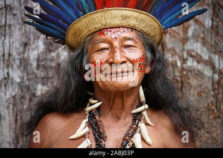 Raimundo chef Kissibi, portrait, près de Manaus, Amazonas, Brésil Banque D'Images