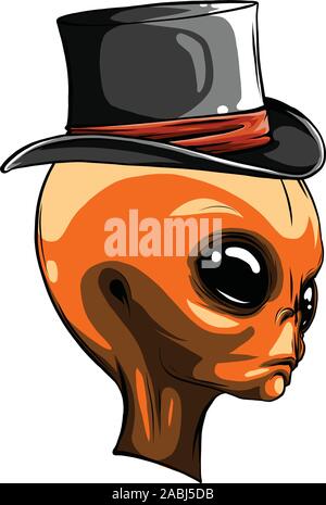 Chapeau de cowboy alienhead logo vector illustration Illustration de Vecteur