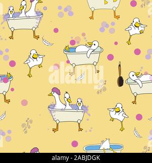 Rub a Dub Dub canards dans des bains à remous, de répétition), vecteur de conception de modèle de surface Illustration de Vecteur