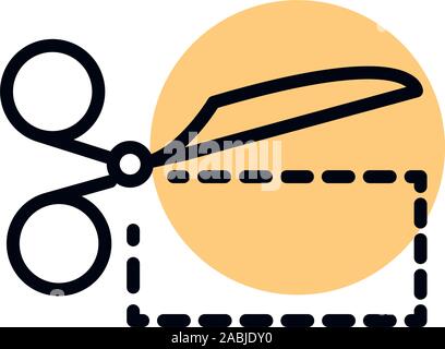 Ciseaux avec une ligne pointillée shopping line point d'illustration vectorielle vector illustration couleur Illustration de Vecteur