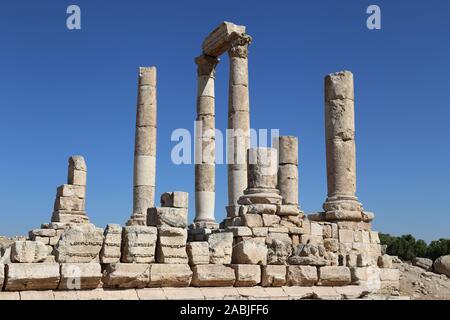 Le Temple romain d'Hercule, La Citadelle, Ali Ben Al Hussein Street, Jabal Al Qalah, Amman, Jordanie, Moyen-Orient Banque D'Images