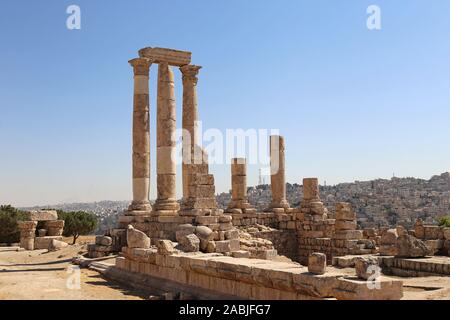 Le Temple romain d'Hercule, La Citadelle, Ali Ben Al Hussein Street, Jabal Al Qalah, Amman, Jordanie, Moyen-Orient Banque D'Images