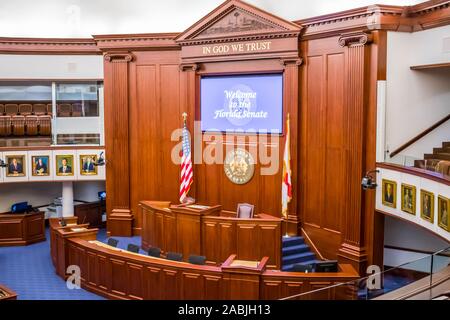 Tallahassee, FL, USA - Feb 15, 2019 : La grande salle de réunion du Sénat dans l'ancienne capitale de la Floride Banque D'Images