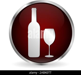 Bouteille de vin et le verre. Symbole de l'alcool Illustration de Vecteur